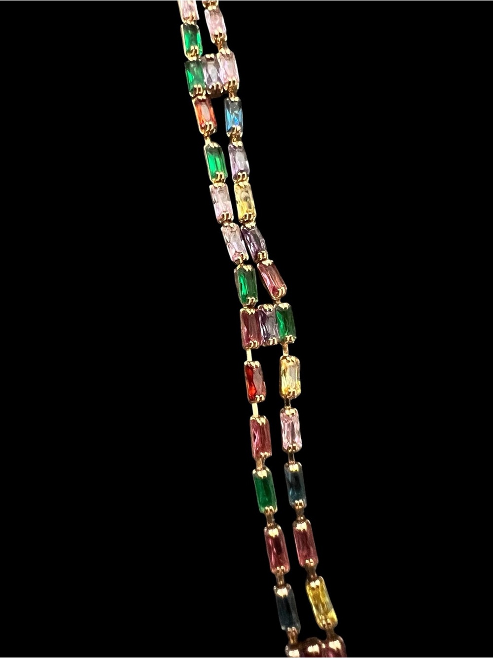 18k Rose Gold Plated Multicolor Rhinestones Bracelet - Picture 3 of 7